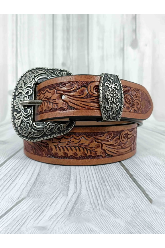 Artistry Floral Pattern Tooled Western Belts