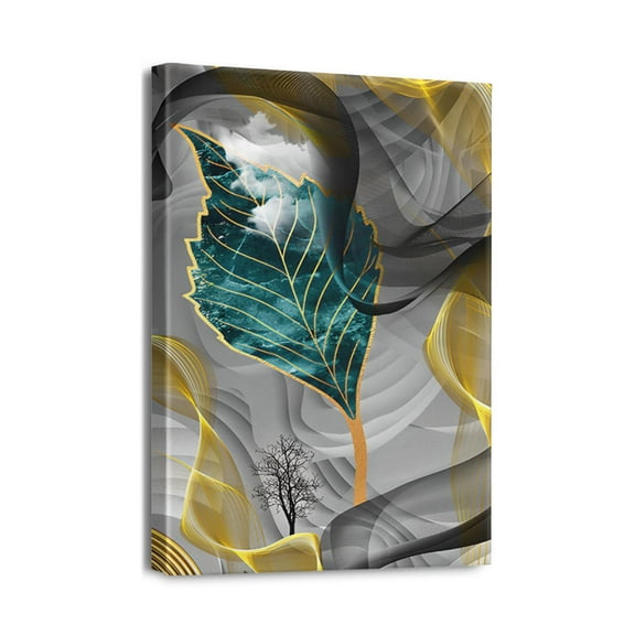 Artistry at Home 12X16in Abstract Leaves Canvas Wall Art, Perfect for Family Wall Decorations in Living Room, Bedroom, Kitchen, Dining Room - Office Wall Decor Upgrade