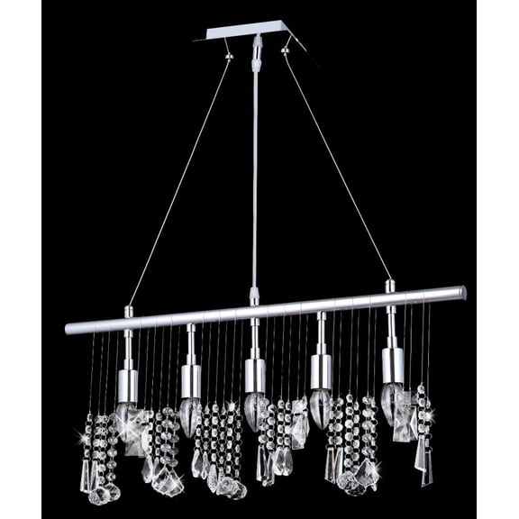 Artistry Lighting Chorus Line Collection 24"x06"x40" Polished Chrome 5-Light Hanging Crystal Chandelier