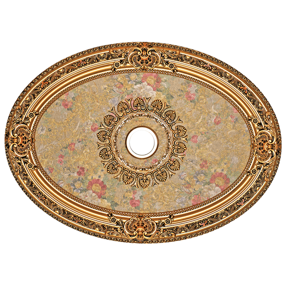 Artistry Lighting Oval 43"x32" Antique Gold Ceiling Medallion French Floral Motif (ART0811-F-080)