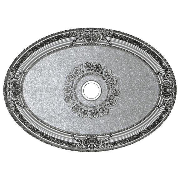 Artistry Lighting Oval 43"x32" Antique Silver Ceiling Medallion Silver Sparkle Motif (ART0811-FZ-054)