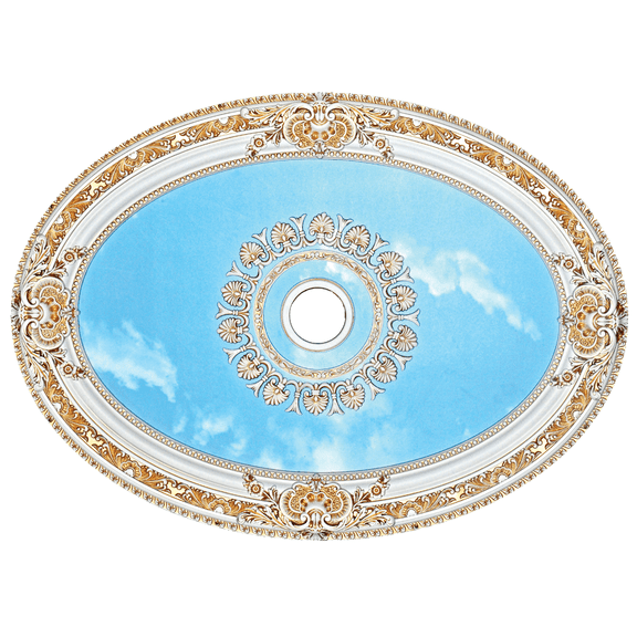Artistry Lighting Oval 43"x32" Antique White Ceiling Medallion Blue Sky Motif (ART0811-F1-022)