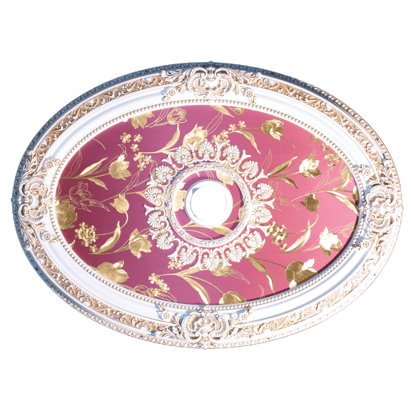 Artistry Lighting Oval 43"x32" Antique White Ceiling Medallion Red Tulip Motif (ART0811-F1-091)