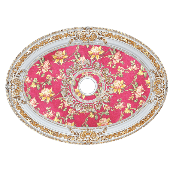 Artistry Lighting Oval 43"x32" Antique White Ceiling Medallion Red Vintage Floral Motif (ART0811-F1-095)