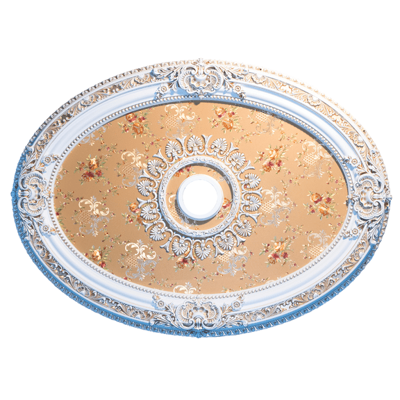 Artistry Lighting Oval 43"x32" Antique White Ceiling Medallion Rose Damask Motif (ART0811-F1-097)