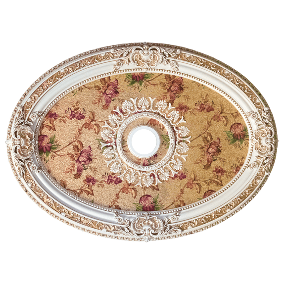 Artistry Lighting Oval 43"x32" Antique White Ceiling Medallion Vintage Floral Motif (ART0811-F1-096)