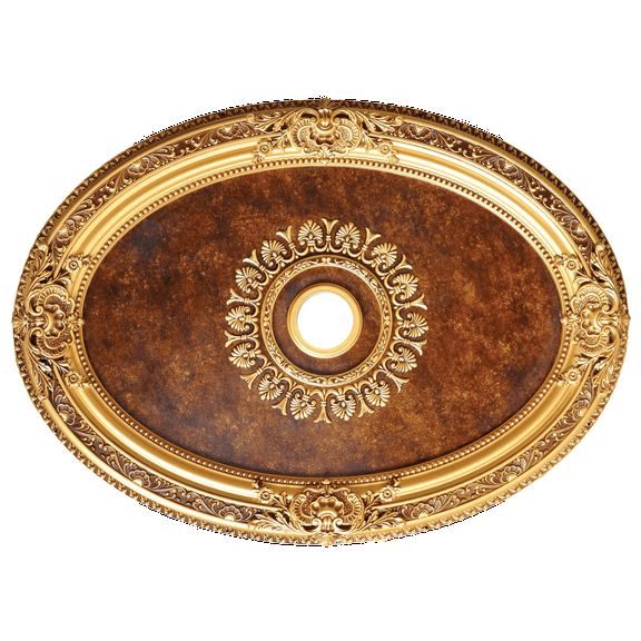 Artistry Lighting Oval 43"x32" Burnished Gold Ceiling Medallion Brown Marble Motif (ART0811-FB-204)