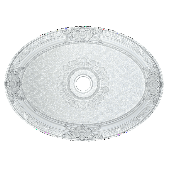 Artistry Lighting Oval 43"x32" Classic White Ceiling Medallion White Damask Motif (ART0811-Q-201)