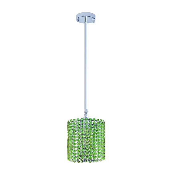 Artistry Lighting Pendant Collection 07"x05" Polished Chrome 1-Light Oval Green Crystal Pendant Light