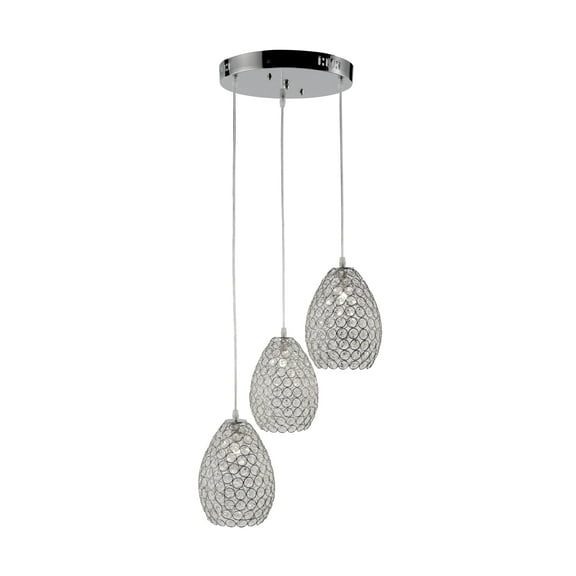 Artistry Lighting Pendant Collection 11"x44" Polished Chrome 3-Light Tear Drop Crystal Pendant Light