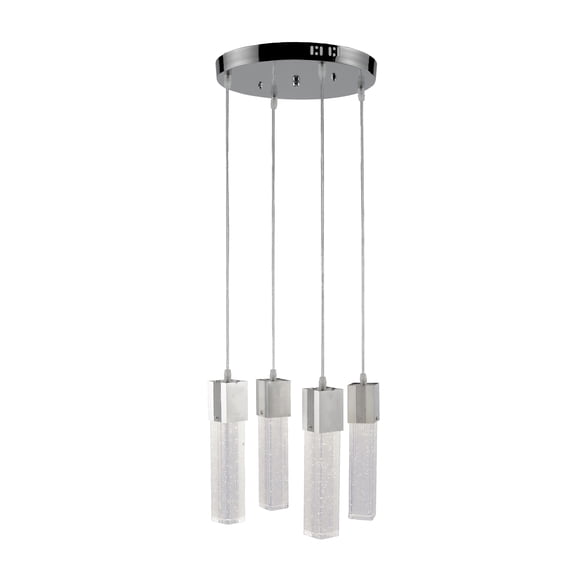 Artistry Lighting Pendant Collection 12"x46" Polished Chrome 4-Light Rectangle Seeded Glass Pendant Light