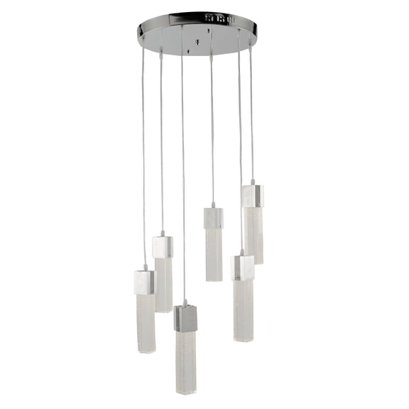 Artistry Lighting Pendant Collection 15"x46" Polished Chrome 6-Light Rectangle Seeded Glass Pendant Light