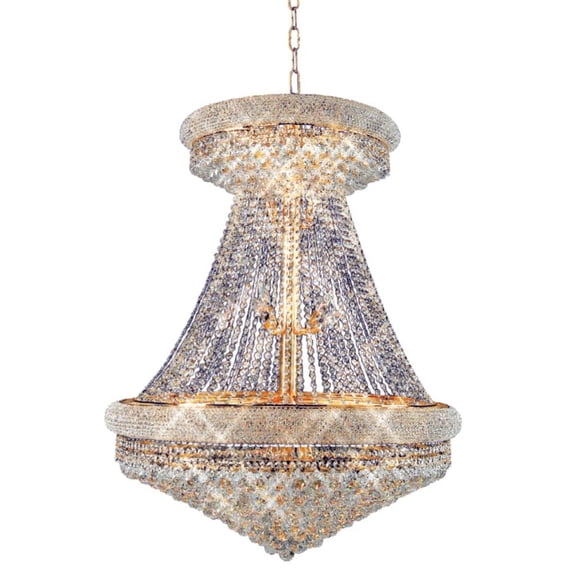 Artistry Lighting Primo Collection 28"x36" Gold 15-Light Hanging Crystal Chandelier