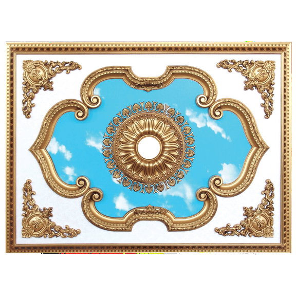 Artistry Lighting Rectangular 63"x47" Antique Gold Ceiling Medallion Blue Sky Motif (ART1216-F-022)