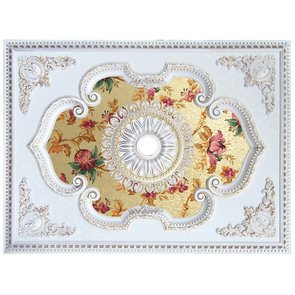 Artistry Lighting Rectangular 63"x47" Antique White Ceiling Medallion Vintage Floral Motif (ART1216-F1-096)