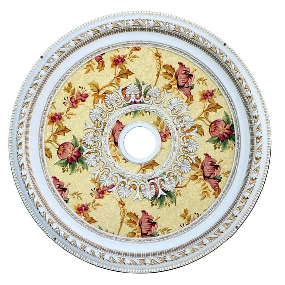 Artistry Lighting Round 32" Antique White Ceiling Medallion Vintage Floral Motif (ART80-F1-096)