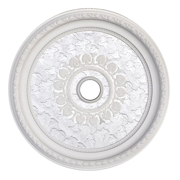 Artistry Lighting Round 32" Classic White Ceiling Medallion Silver Leaves Motif (ART80-Q-087)