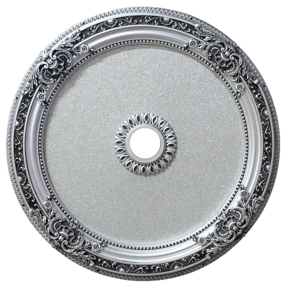 Artistry Lighting Round 36" Antique Silver Ceiling Medallion Silver Sparkle Motif (ART90-FZ-054)