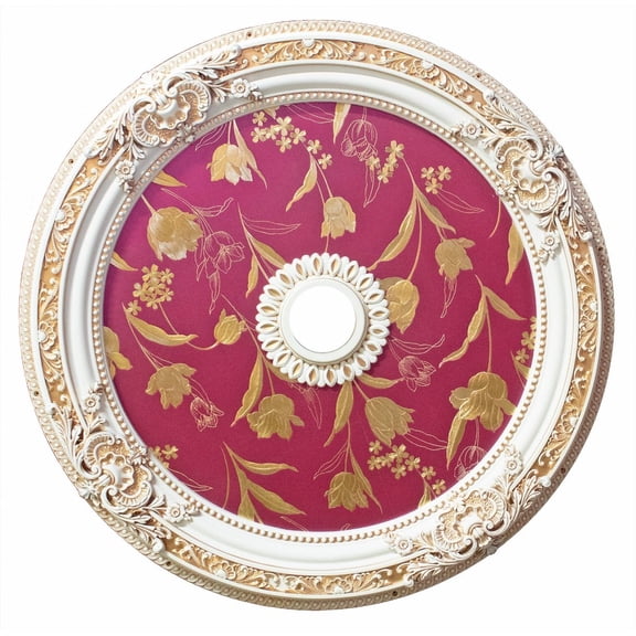 Artistry Lighting Round 36" Antique White Ceiling Medallion Red Tulip Motif (ART90-F1-091)