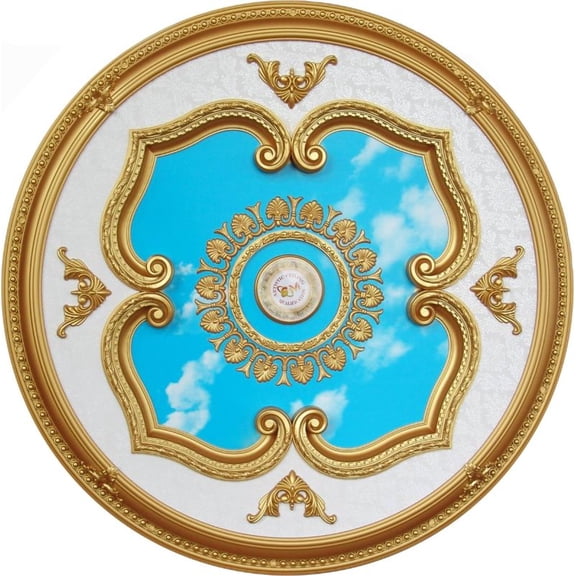 Artistry Lighting Round 43" Antique Gold Ceiling Medallion Blue Sky Motif (ART11-F-022)