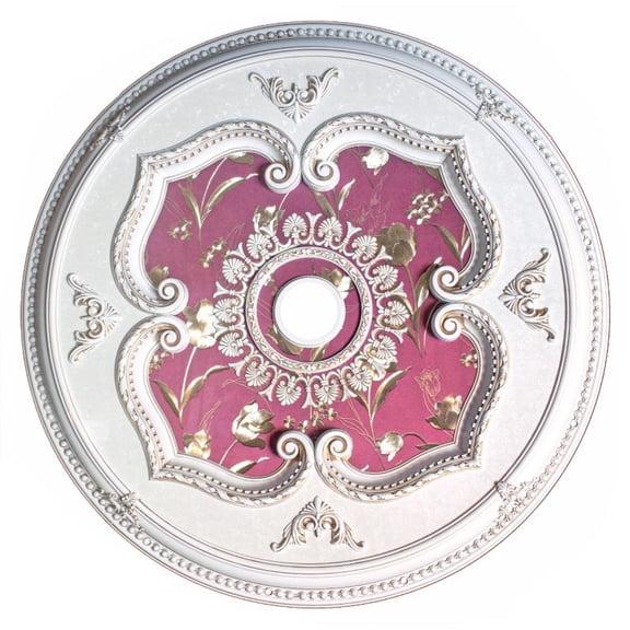 Artistry Lighting Round 43" White and Gold Ceiling Medallion Red Tulip Print (ART11-F1-091)