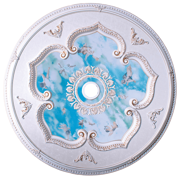 Artistry Lighting Round 51" Antique White Ceiling Medallion Blue Sky Angel Motif (ART13-F1-021)