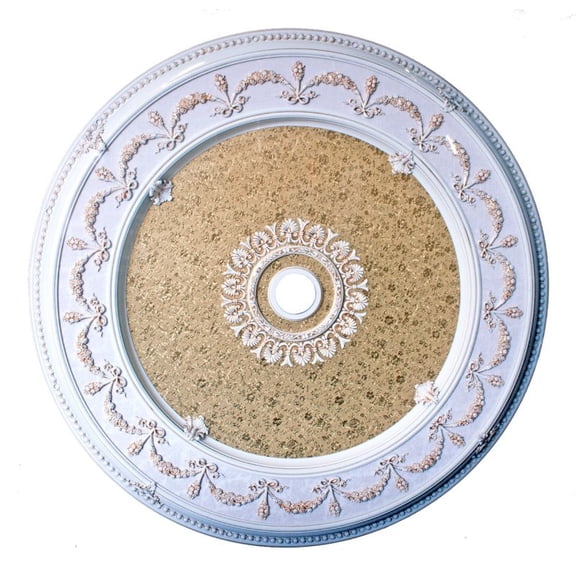 Artistry Lighting Round 51" Antique White Ceiling Medallion Gold Floral Motif (ART13-CF1-075)