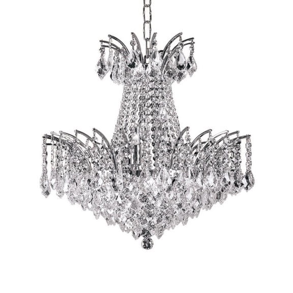 Artistry Lighting Victoria Pendeloque Collection 16"x16" Chrome 4-Light Hanging Crystal Chandelier