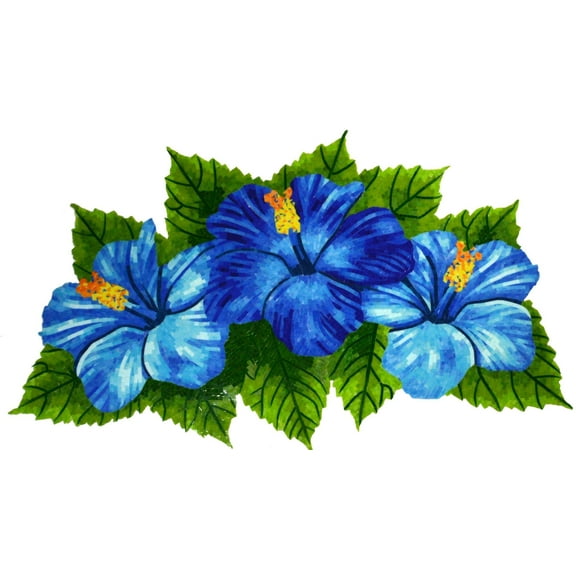 Artistry in Mosaics Glass Hibiscus Trio Swimming Pool Mosaic 35" x 60"