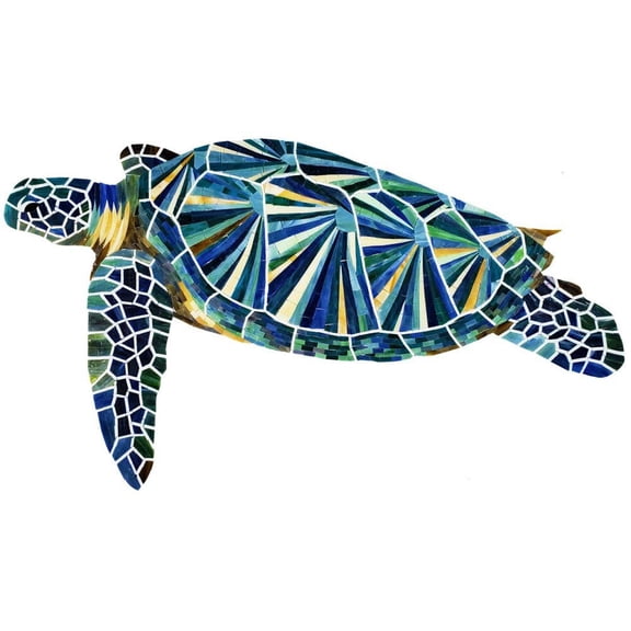 Artistry in Mosaics Glass Sea Turtle - Pool Mosaic 21" x 36"