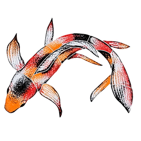 Artistry in Mosaics Koi Fish Ceramic Swimming Pool Mosaic Style A, 7" X 10"
