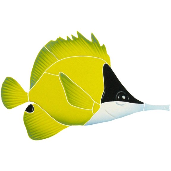 Artistry in Mosaics Long Nosed Butterfly Fish Ceramic Swimming Pool Mosaic 6" x 8"