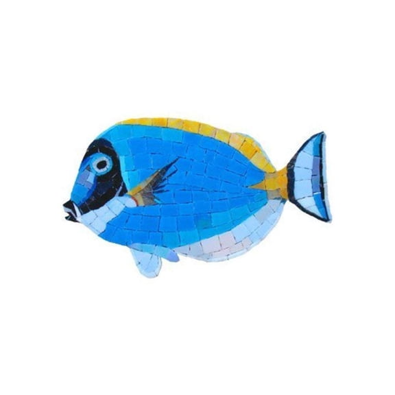 Artistry in Mosaics Surgeon Fish Glass Swimming Pool Mosaic 6" x 10"