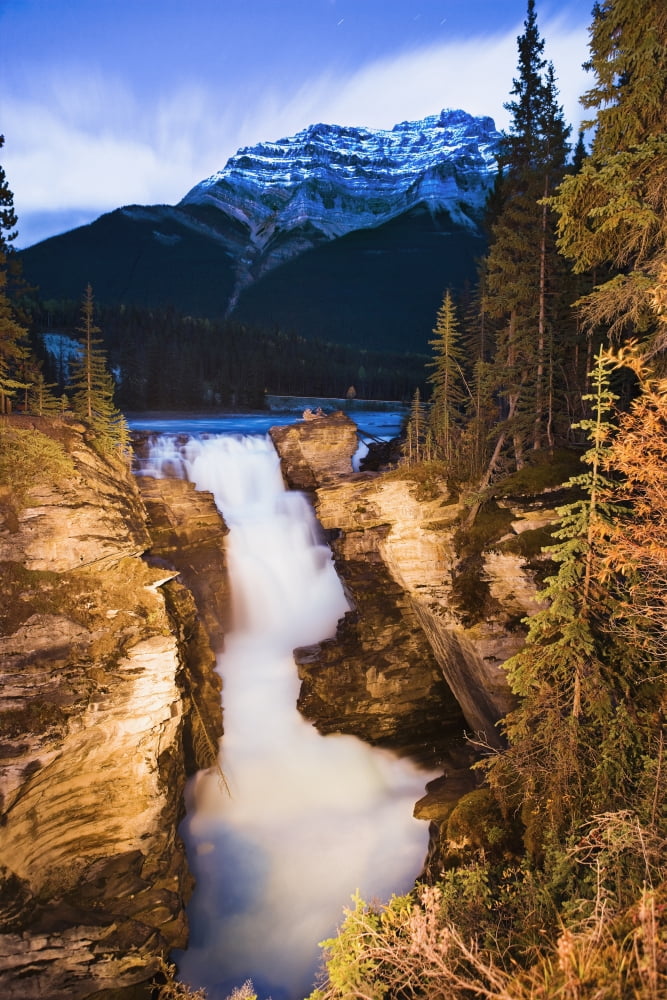 Artists Choice Athabasca Falls And Mount Kerkeslin At Dusk Jasper National Park Alberta Canvas Art - Yves Marcoux Design Pics (11 x 17)