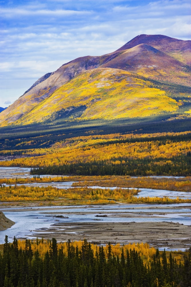 Artists Choice Kluane River And Mountains Along Alaska Highway Yukon Canvas Art - Yves Marcoux Design Pics (11 x 17)