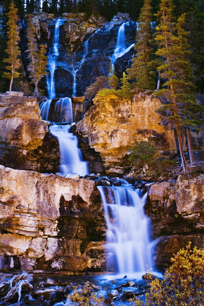 Artists Choice Tangle Falls At Dusk Jasper National Park Alberta Canvas Art - Yves Marcoux Design Pics (22 x 34)