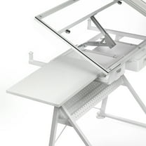 Artists Loft Desk - Tilting Glass Top Adjustable Drafting Table - White - 55.9" x 23.6" - 1-Pack