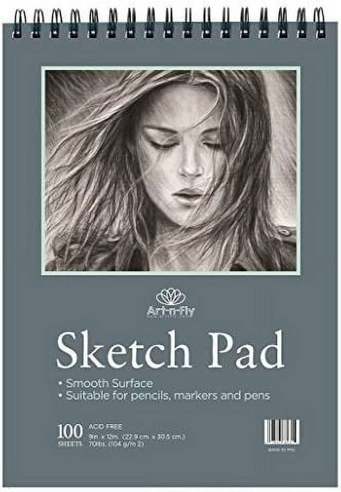 Artists Sketchbook 9x12" Spiral Bound, Black 100 Sheets 70lb Acid