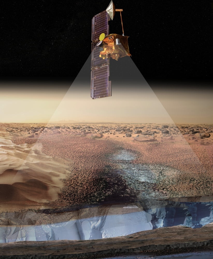 Artists View of Odyssey Detecting Ice Canvas Art - Stocktrek Images (26 x 32)