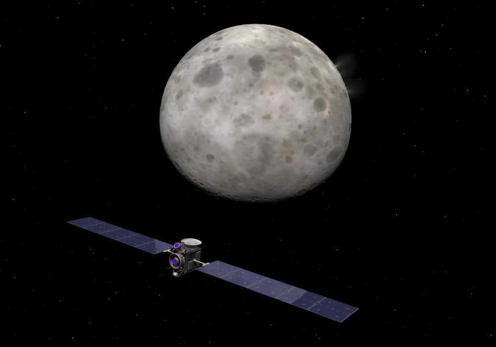 Artists concept of Dawn spacecraft approaching the dwarf planet Ceres Canvas Art - Walter MyersStocktrek Images (34 x 24)