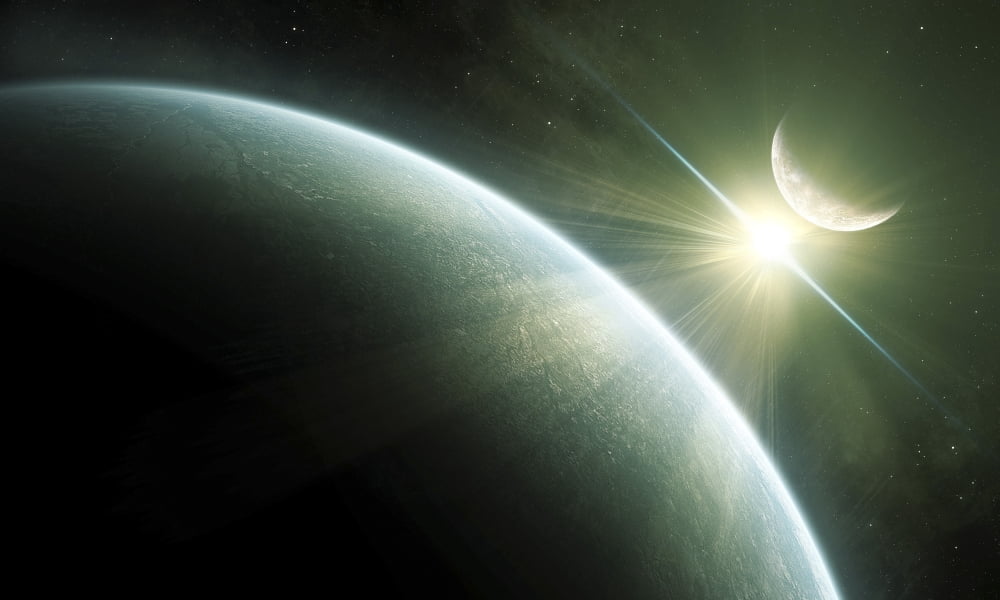 Artists concept of Epsilon Eridani a possible habitable planet Canvas Art - Kevin LafinStocktrek Images (19 x 11)