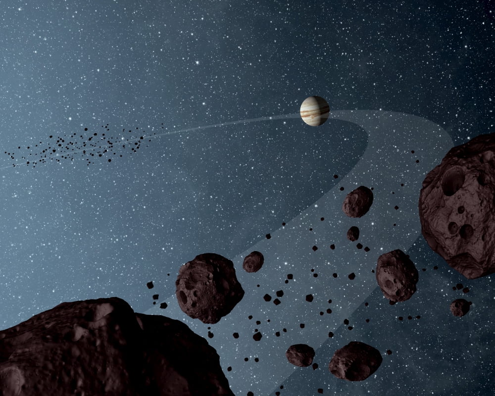 Artists concept of Jovian Trojans asteroids Canvas Art - Stocktrek Images (32 x 25)