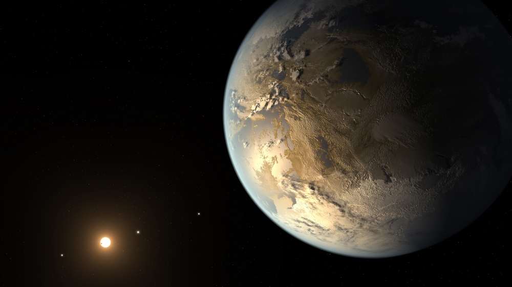 Artists concept of Kepler-186f orbiting a distant star Canvas Art - Stocktrek Images (37 x 21)
