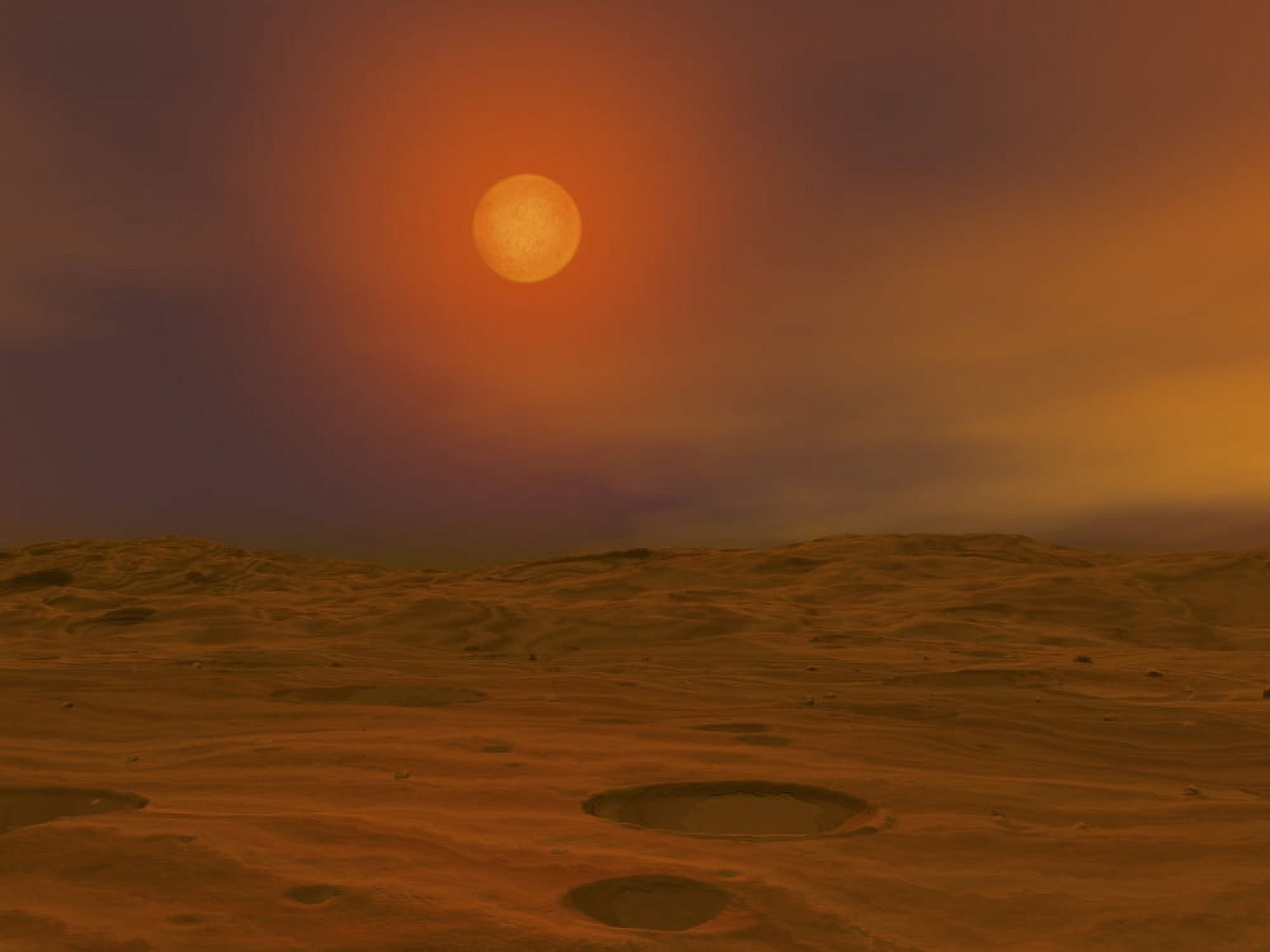 Artists concept of Teide 1 from the surface of a hypothetical Mars-like planet Canvas Art - Walter MyersStocktrek Images (33 x 25)