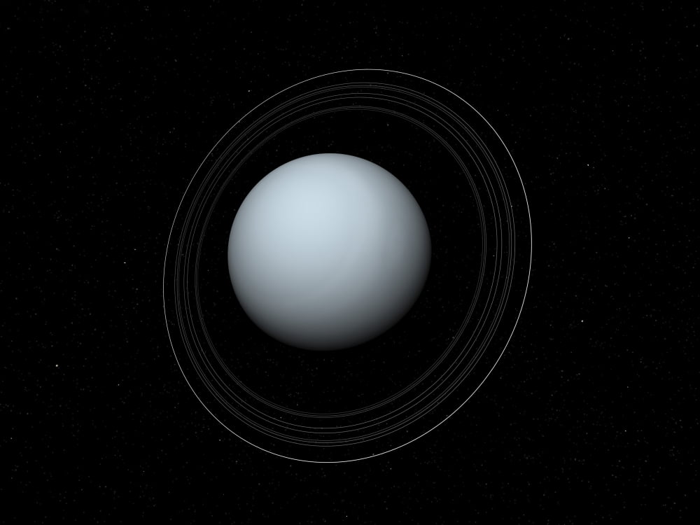 Artists concept of Uranus and its rings Canvas Art - Walter MyersStocktrek Images (33 x 25)