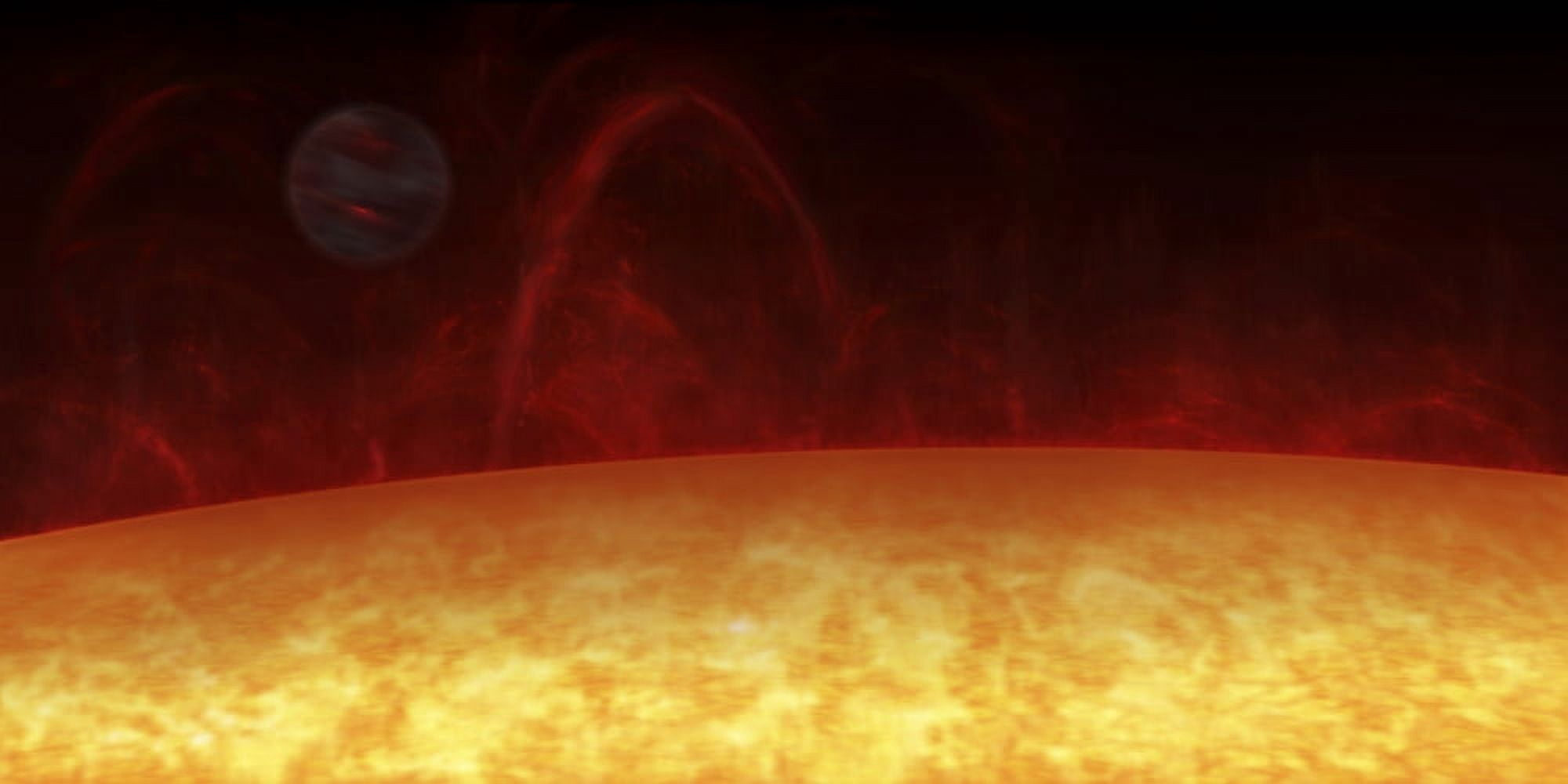 Artists concept of a Hot Jupiter orbiting a star named 51 Pegasi Canvas Art - Fahad SulehriaStocktrek Images (20 x 10)