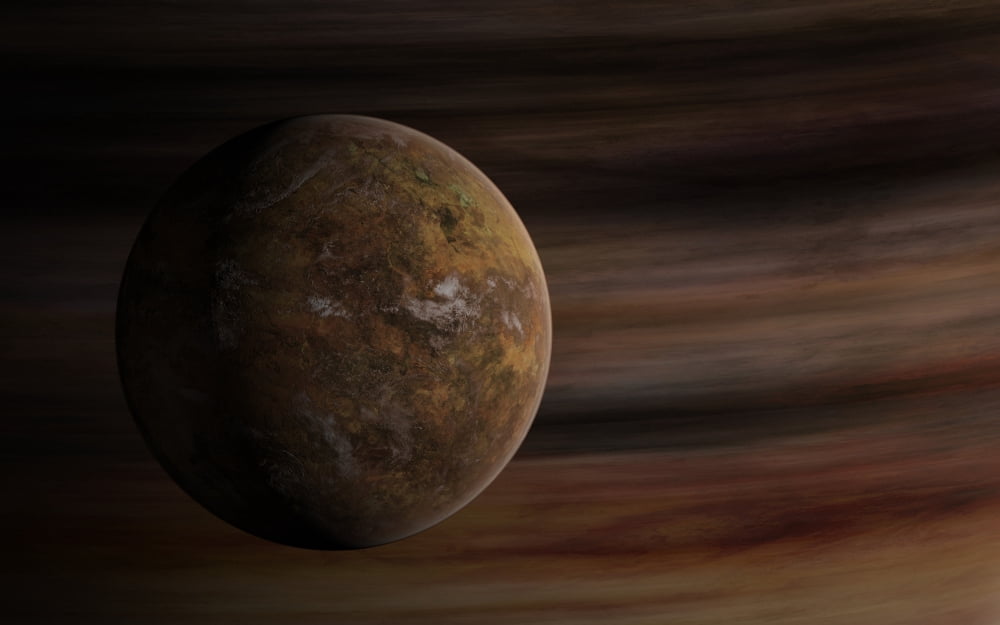 Artists concept of a Mars-like moon in front of a gas giant Canvas Art - Frieso HoevelkampStocktrek Images (18 x 12)
