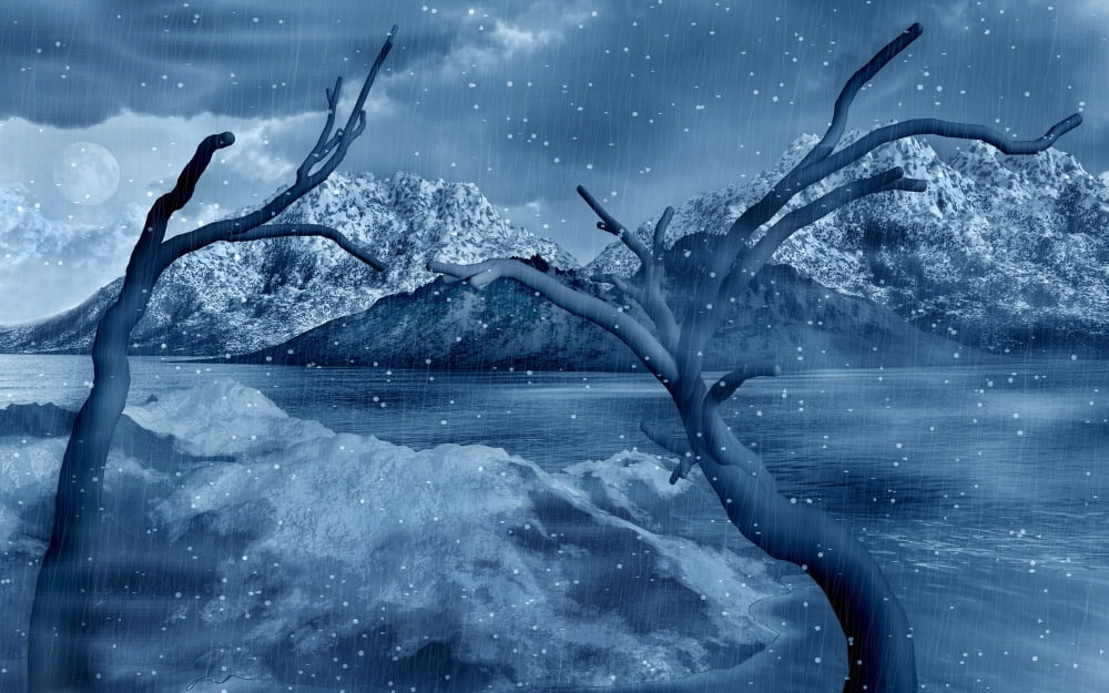 Artists concept of a dangerous snow covered landscape Canvas Art - Mark StevensonStocktrek Images (18 x 11)