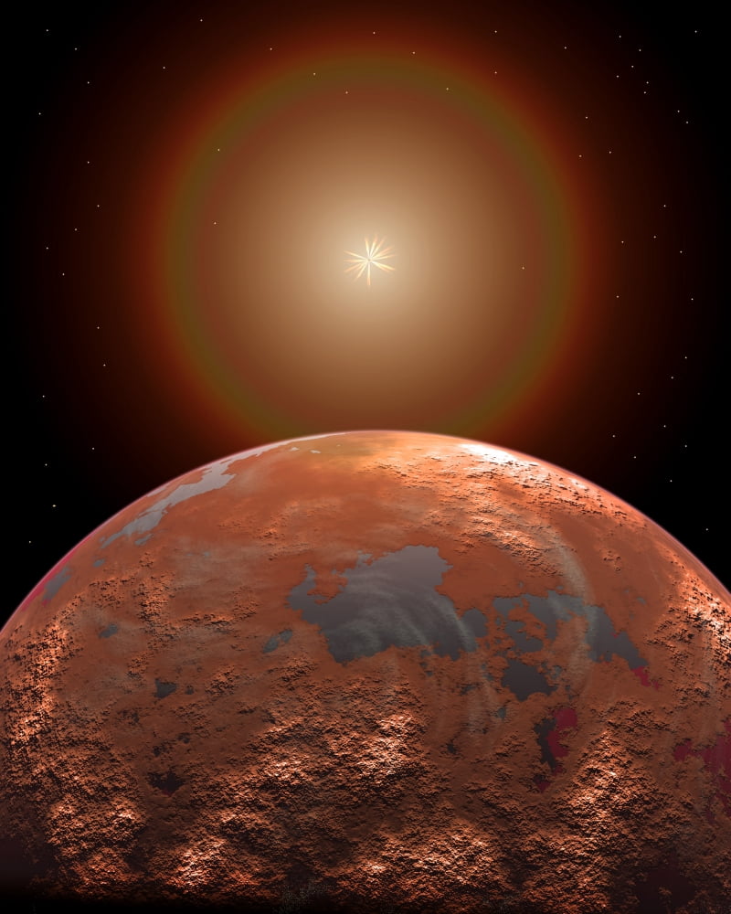 Artists concept of a distant red planet orbiting its Sun Canvas Art - Mark StevensonStocktrek Images (13 x 16)