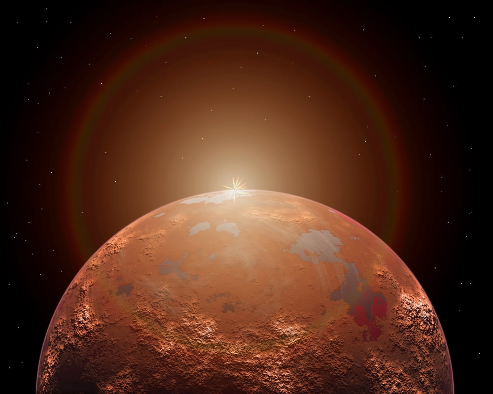 Artists concept of a distant red planet orbiting its Sun Canvas Art - Mark StevensonStocktrek Images (16 x 13)